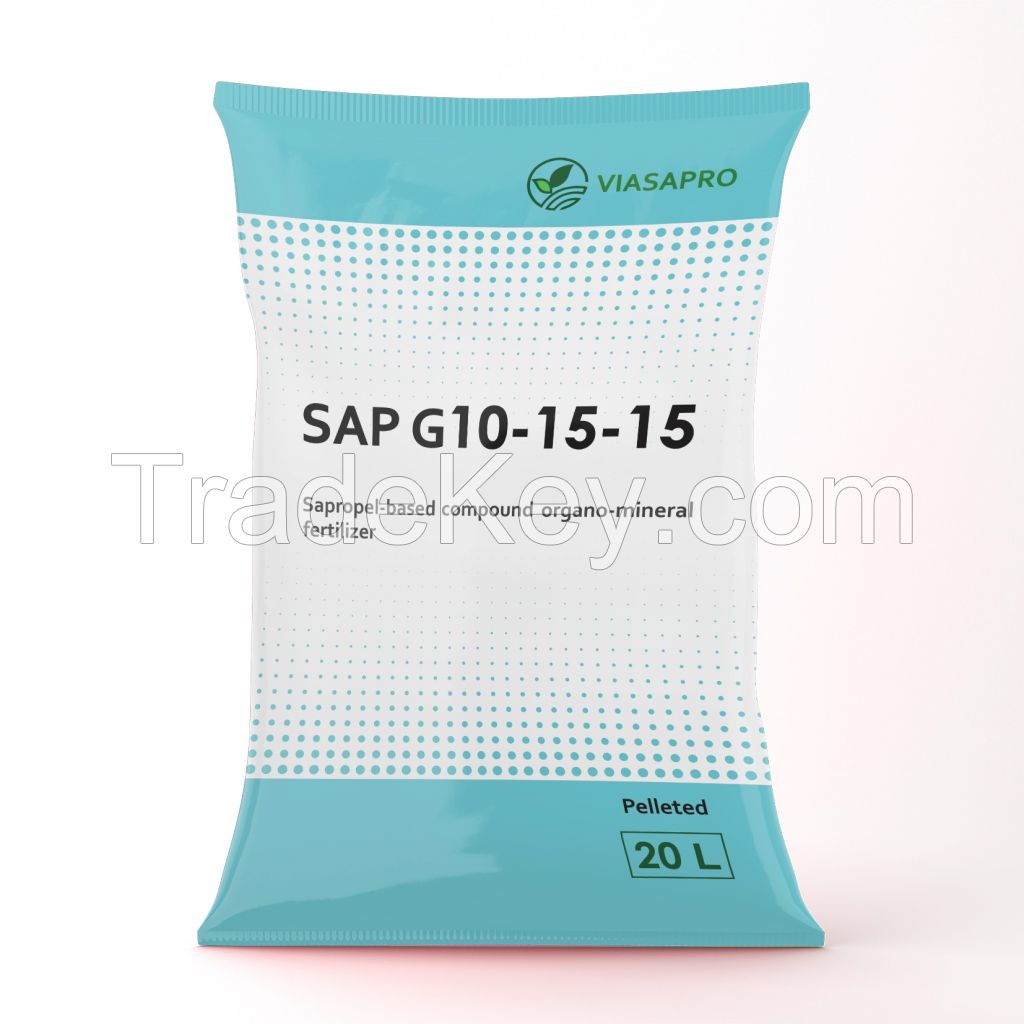 Compound organic-mineral pelleted fertilizer SAP G10-15-15