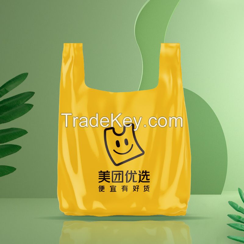 Supermarket Handle Shopping Bag Biodegradable Customized Vest Bag PLA Pbat Corn Starch T-Shirt Bag