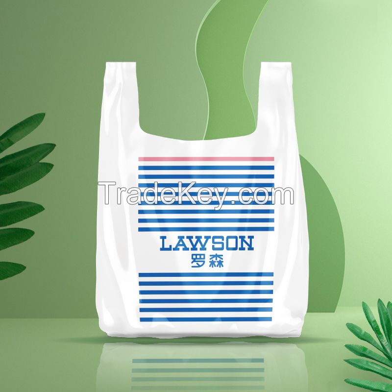 Custom PLA Pbat Corn Starch T-Shirt Bag Plastic PE Vest Bag HDPE/LDPE Shopping Bag for Supermarket Mall