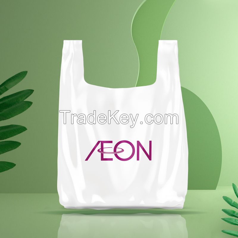 Custom PLA Pbat Corn Starch T-Shirt Bag Plastic PE Vest Bag HDPE/LDPE Shopping Bag for Supermarket Mall