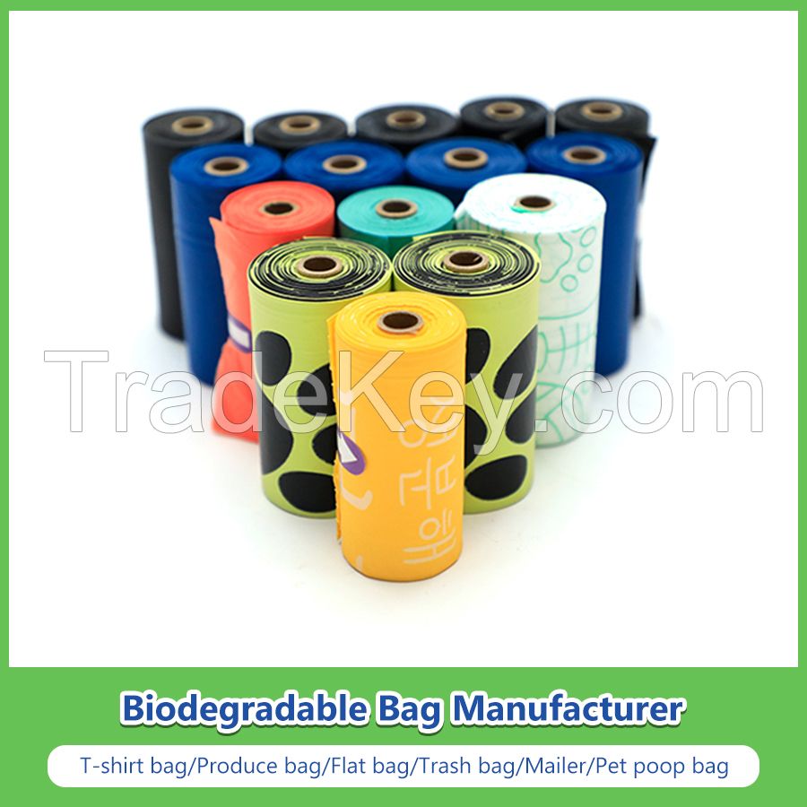 China 100% Biodegradable Bags Compostable Waste Pet Poop Bags Manufacturer/Supplier/Wholesale/Factory