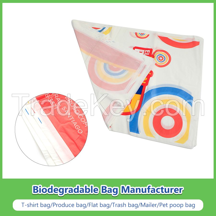 Custom Cornstarch 100% Biodegradable Clear Fruit Vegetable Plastic Flat Bags on Roll for Supermarket with Ok Complast Certificate