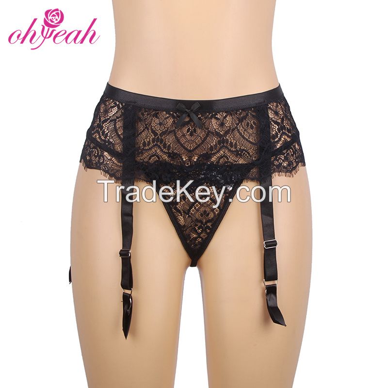 P5206 Hot Floral Lace High Waist Good Quality Erotic Lingerie Womens Sexy Underwear Garter Panties