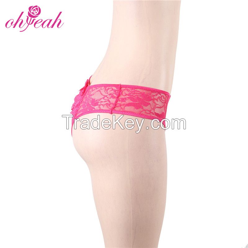 P5178 Stylish Open Crotch Lace Mature Sexy Women Transparent Plus Size Panties Underwear