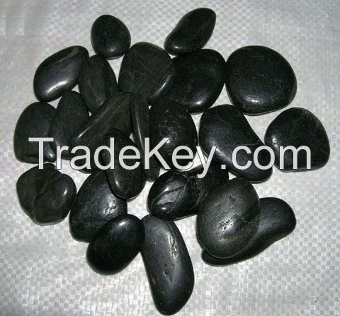 Black pebbles landscaping stones garden stones cobblestone decorative stone