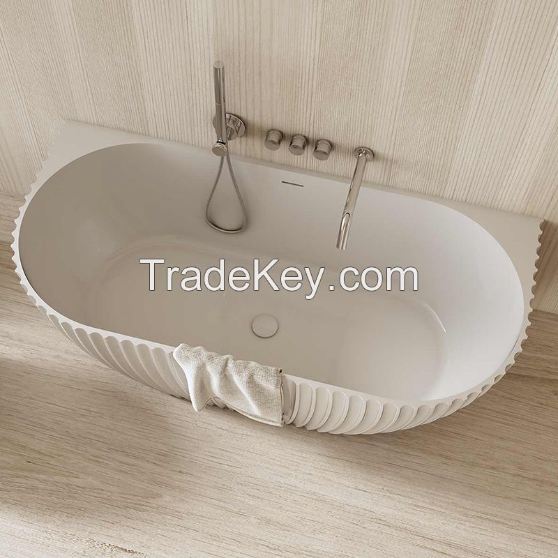 China Luxury Fluted Freestanding Solid Surface Bathtub Manufacturer | Monblari