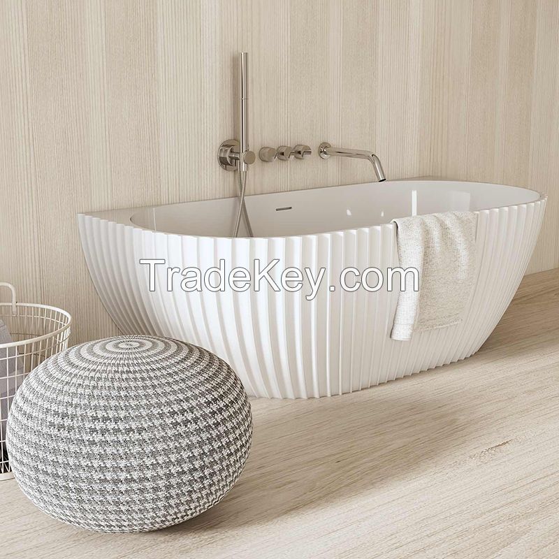China Luxury Fluted Freestanding Solid Surface Bathtub Manufacturer | Monblari