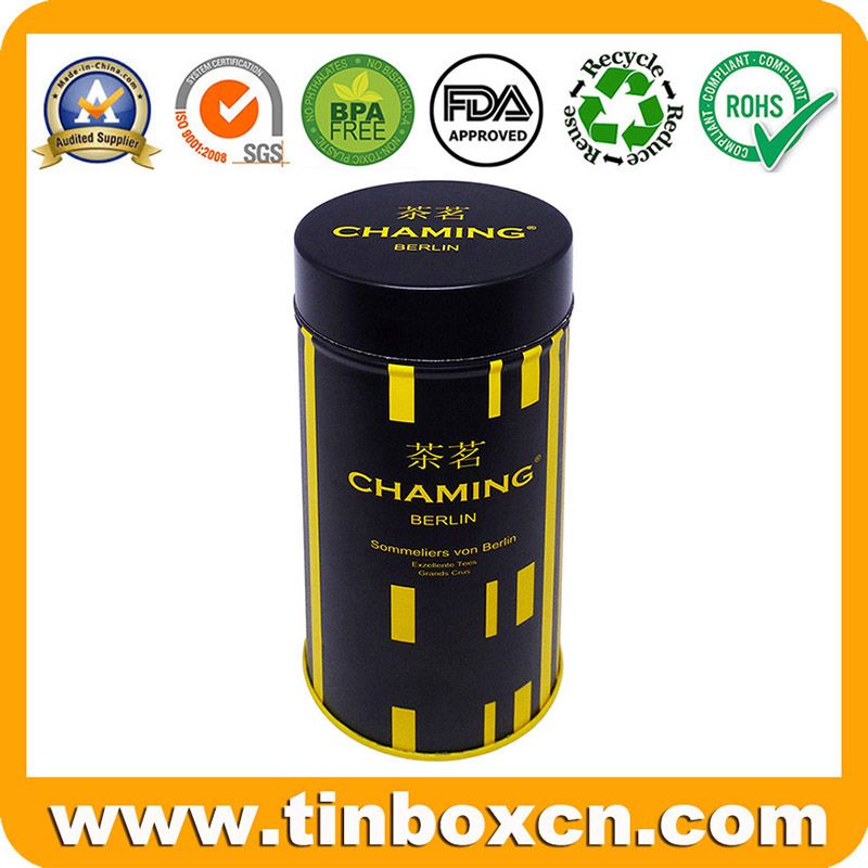 Round metal box tea tin with inner airtight lid