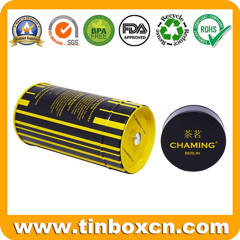 Round metal box tea tin with inner airtight lid