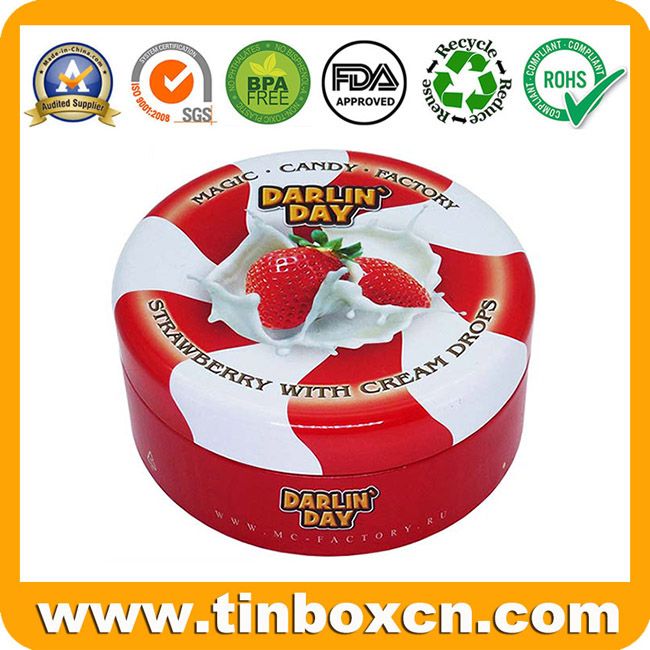 Customized round candy tin box