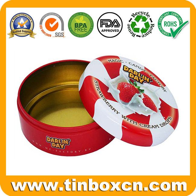 Customized round candy tin box