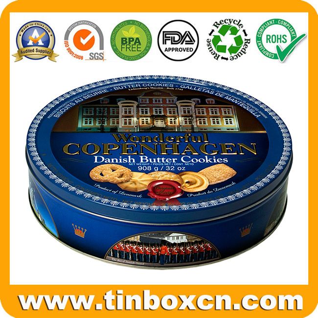 Metal round cookies tin box