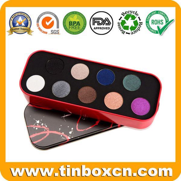 Empty cosmetics tin with inserts