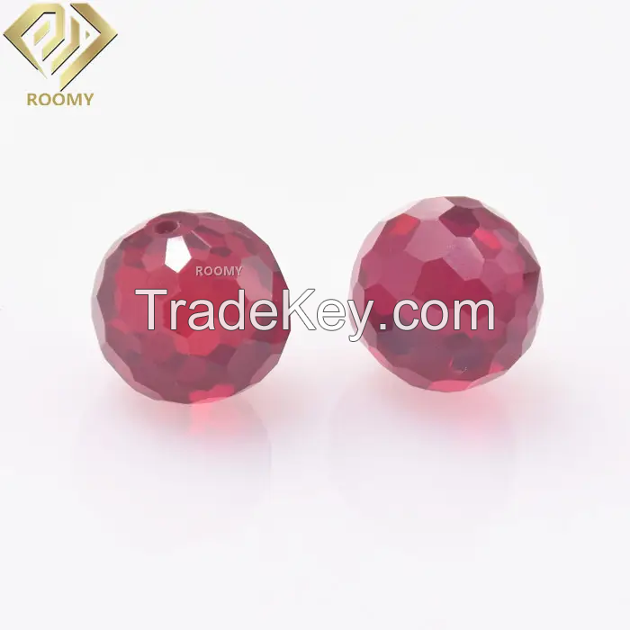 hot sale synthetic corundum round lab crated faceted ruby ball drilled loose gemstone