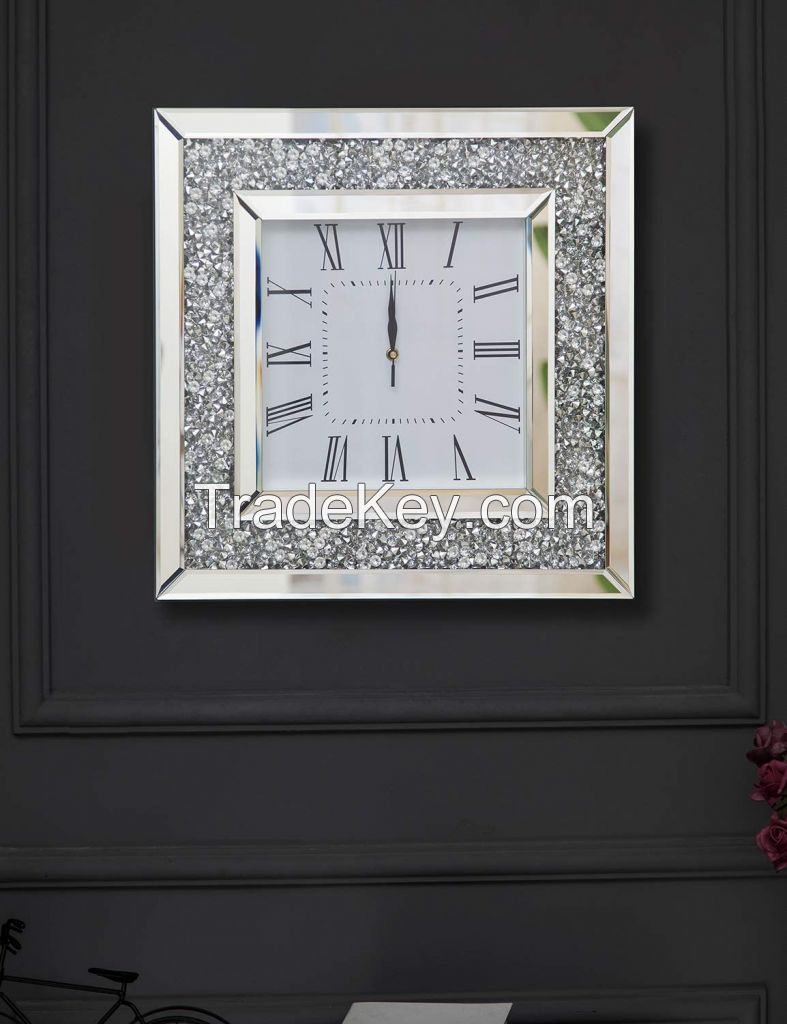 mirror clock with diamand