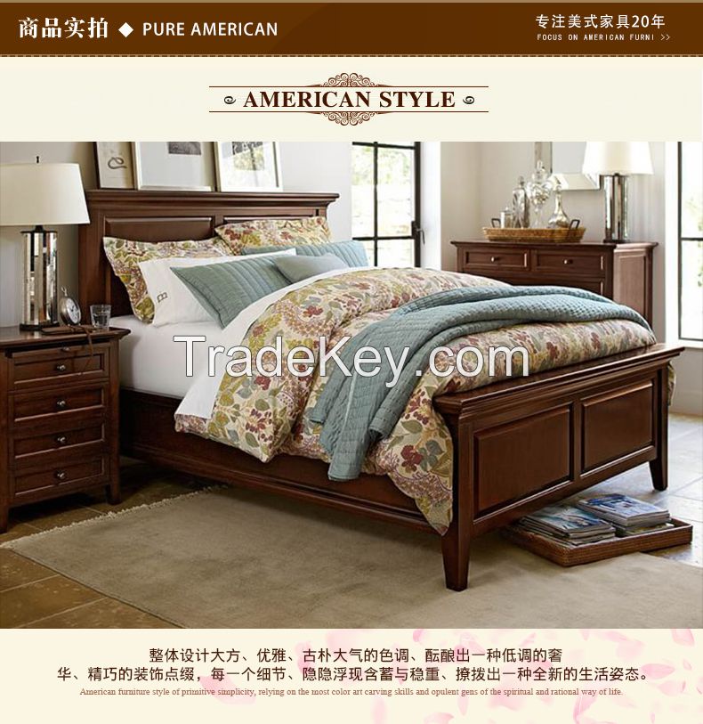 American King Size Bed European Style Solid Wood Antique Bed
