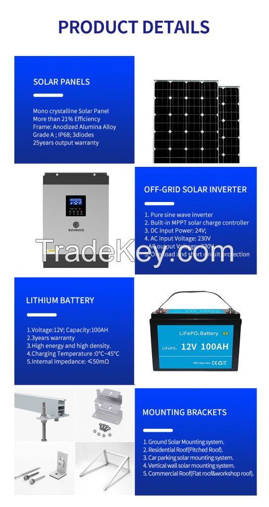 3kw Solar Power Systems with LIFEPO4 Battery