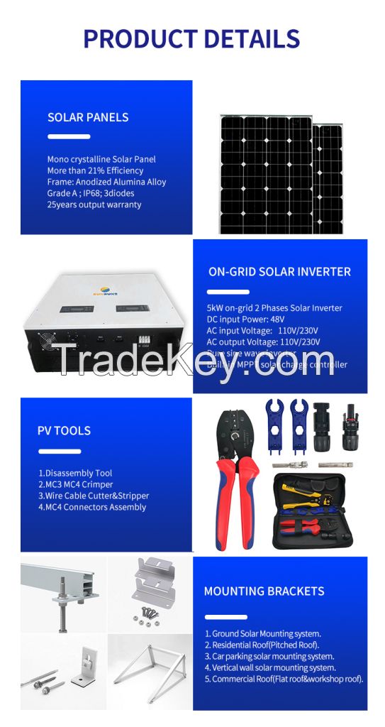 Solar Photovoltaic 5kw On-grid Solar System