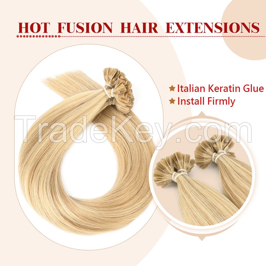 100%Indian Human Hair Pre-bonded keratin U-rip Hair Extensions