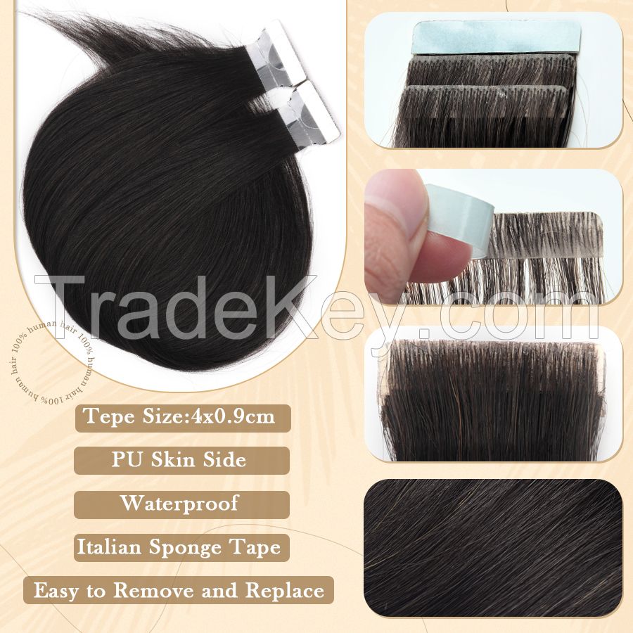 100%Remy Invisible Double Drawn Top Quality Pu Skin Tape Hair Ins Extensions