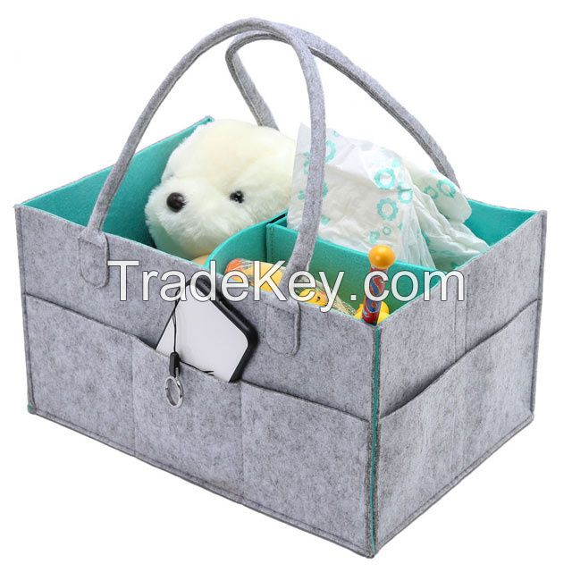 Multi-pockets portable felt diaper caddy organizer mummy baby diaper storage bag
