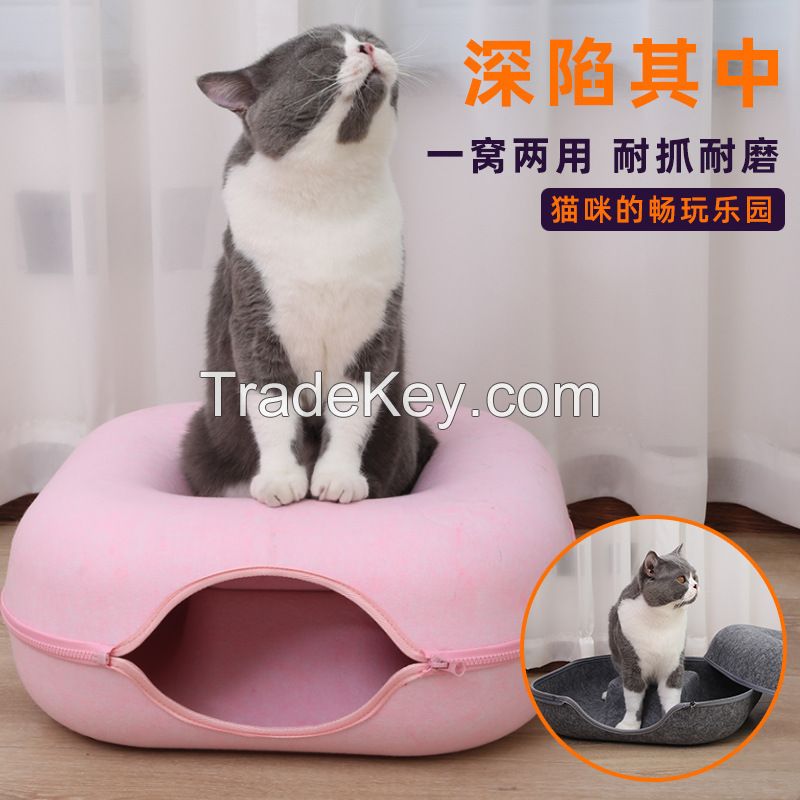 Custom Durable And Fun Indoor Felt Cat House Pet Bed