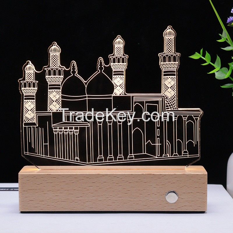 Wooden base with Acrylic rechargeable visual three-dimensional 3D night light landmark building city impression commemorative gift light