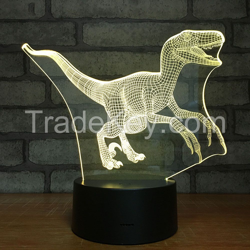 3D Night Lamp 3D Illusion Night Lights Dinosaur Touch Switch Decor Lamp LED Table Desk Lamp Birthday Christmas Gift