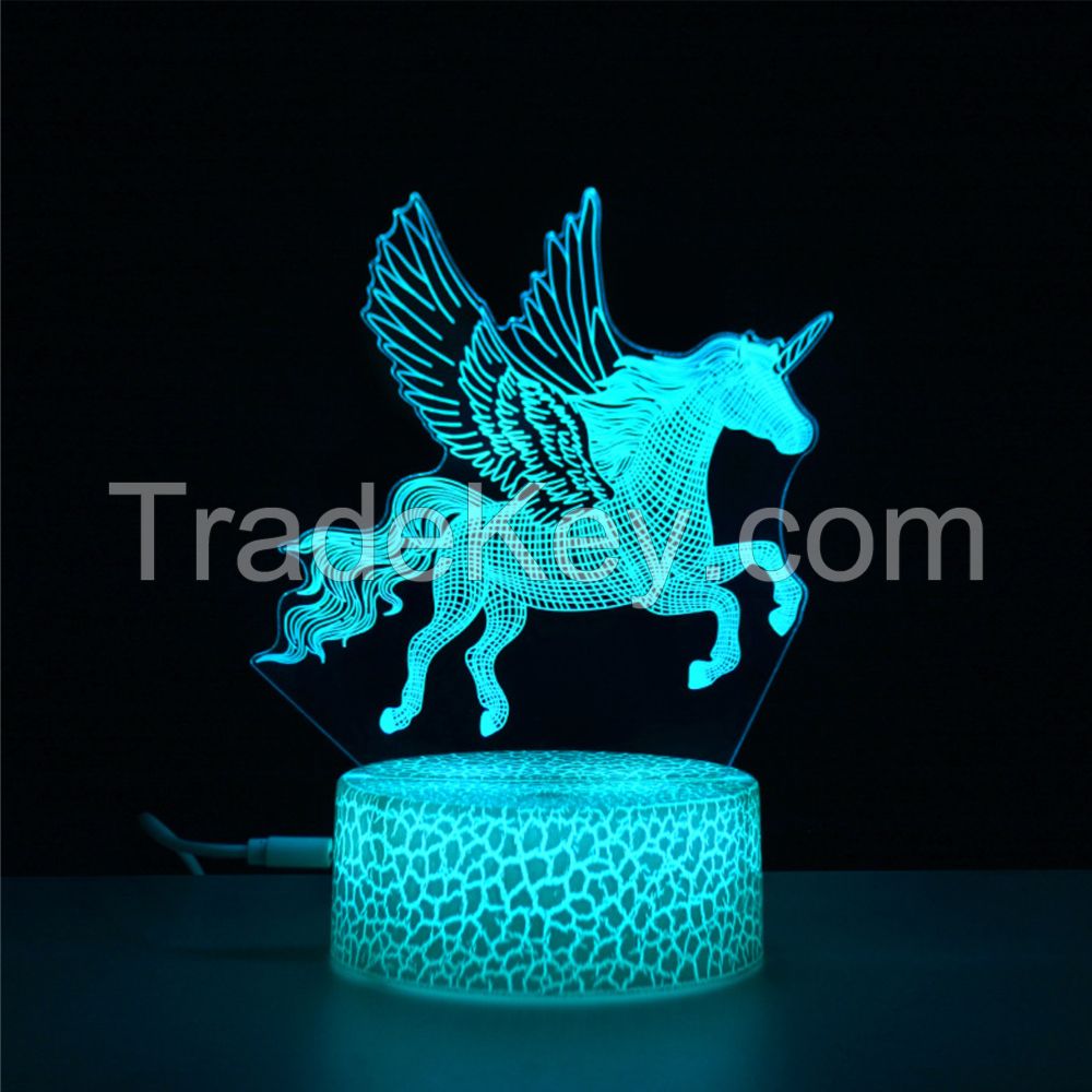 Creative 3D Illusion Crack 3D Night Light Kids Bedroom Desk LED Lamp USB LED Night Light Surprise Birthday Gift