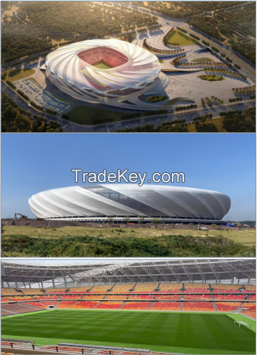 PTFE tensile membrane stadium roof with steel structure