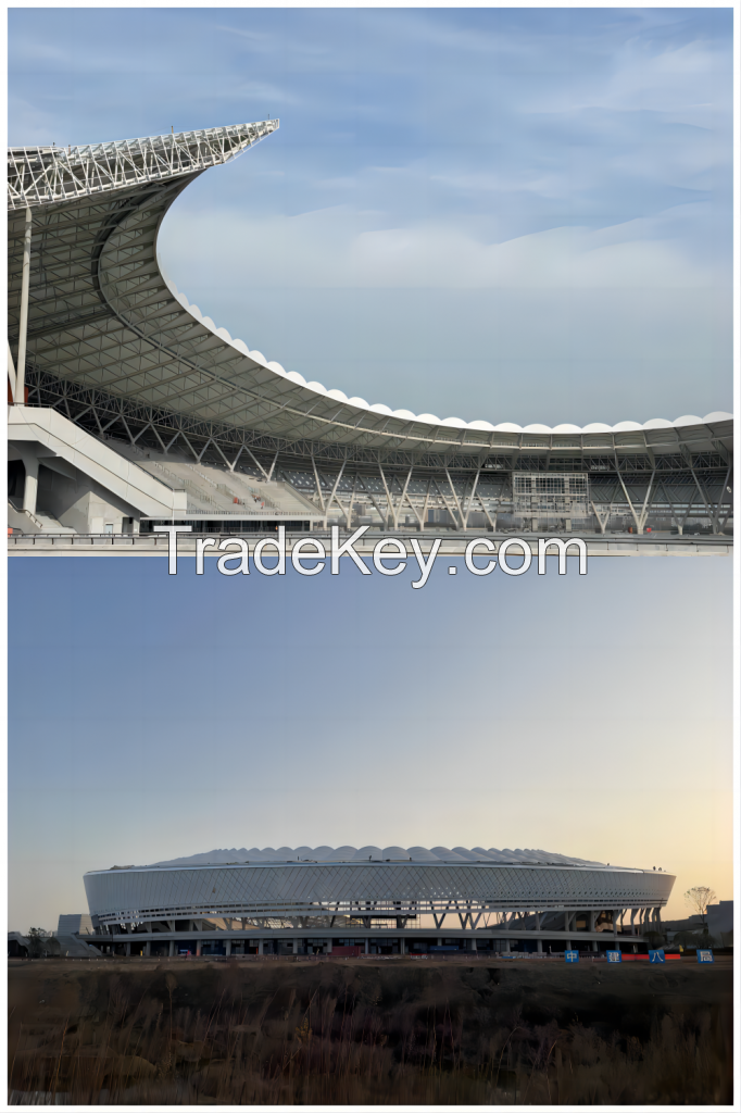 PTFE tensile membrane stadium roof with steel structure