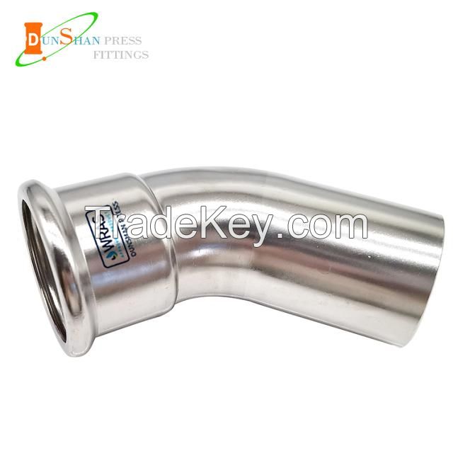 45Â°  plain elbow-B stainless steel 304/316L press fitting