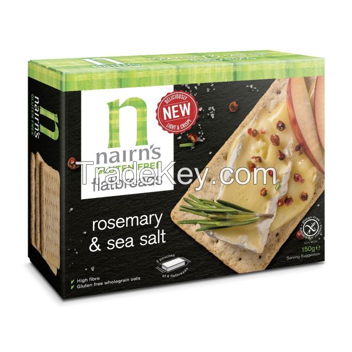 Selling Gluten Free Flatbread Crackers Rosemary & Sea Salt 150g