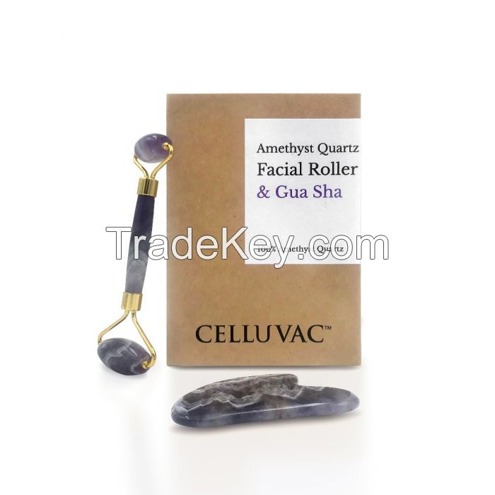 Selling Celluvac Amethyst Crystal Roller and Gua Sha Combo