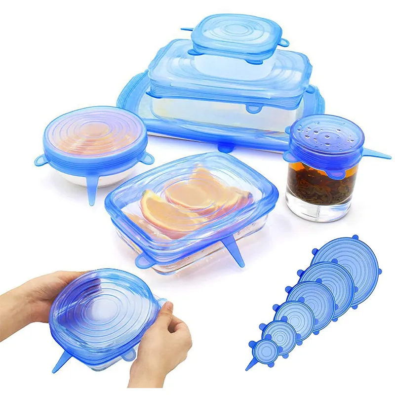 14 pcs Stretchy Food Lids, Reusable Silicone Stretch Lids for Food/Bow