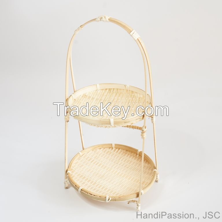 Bamboo Woven Holder with Stand and Storage Trays Made in Vietnam
