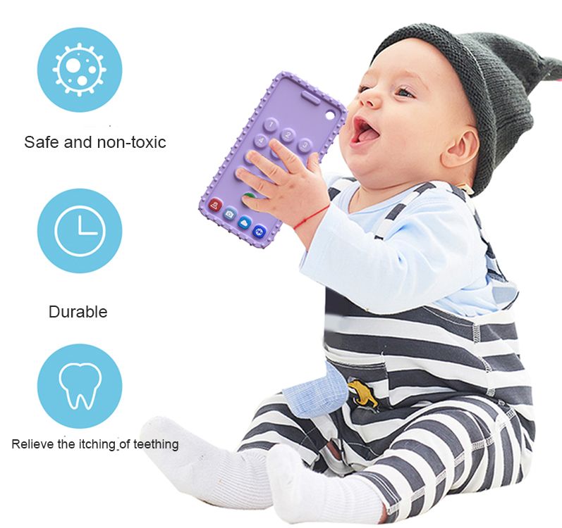 Baby Soft Silicone Smart Phone Shape Teething Toys for Boys Girls Baby Toddlers Infant
