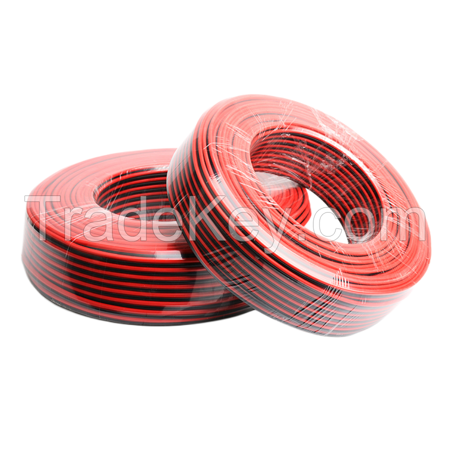 Pvc Insulated Cord Twin Flat Wire Conductor CU/CCA Red-Black/Transparent Speaker Cable Wire