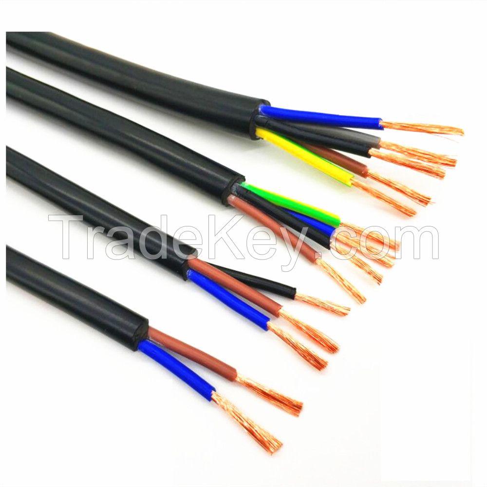 Electric Cable Copper Flexible 2 Core 3 Core 4 Core 0.5/0.75/1/1.5/2.5mm PVC Sheathed Installation and Power Supply Cable