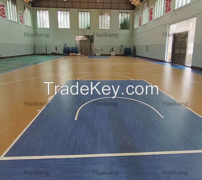 indoor basketball flooring with wooden like pattern