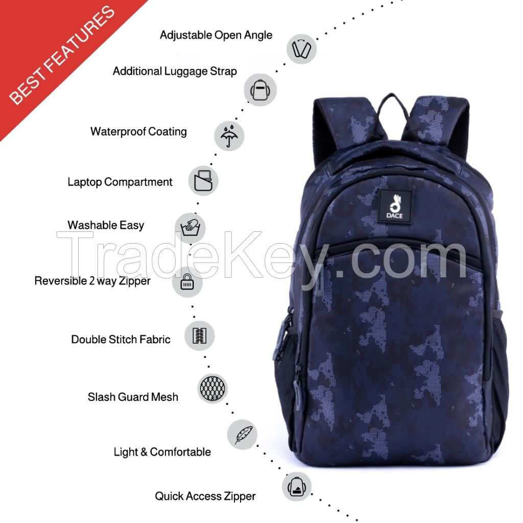 Dace Floral Printed Unisex 20 L Travel Laptop Backpack Water Resistant Slim Durable Fits Up to 16 Inch Laptop Notebook - Navy Blue 1000