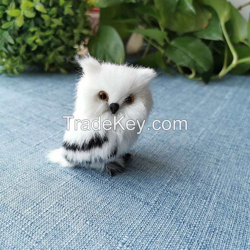 Party Supplies Birthday Gift Simulation Animal Static Model Decoration Fur Owl With Holiday Accessories