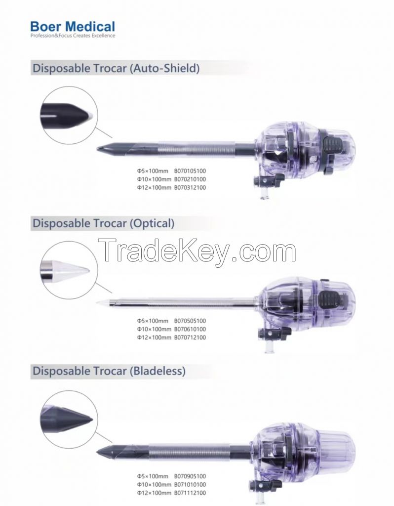 Disposable laparoscopic instruments  auto-shield trocars set sterility