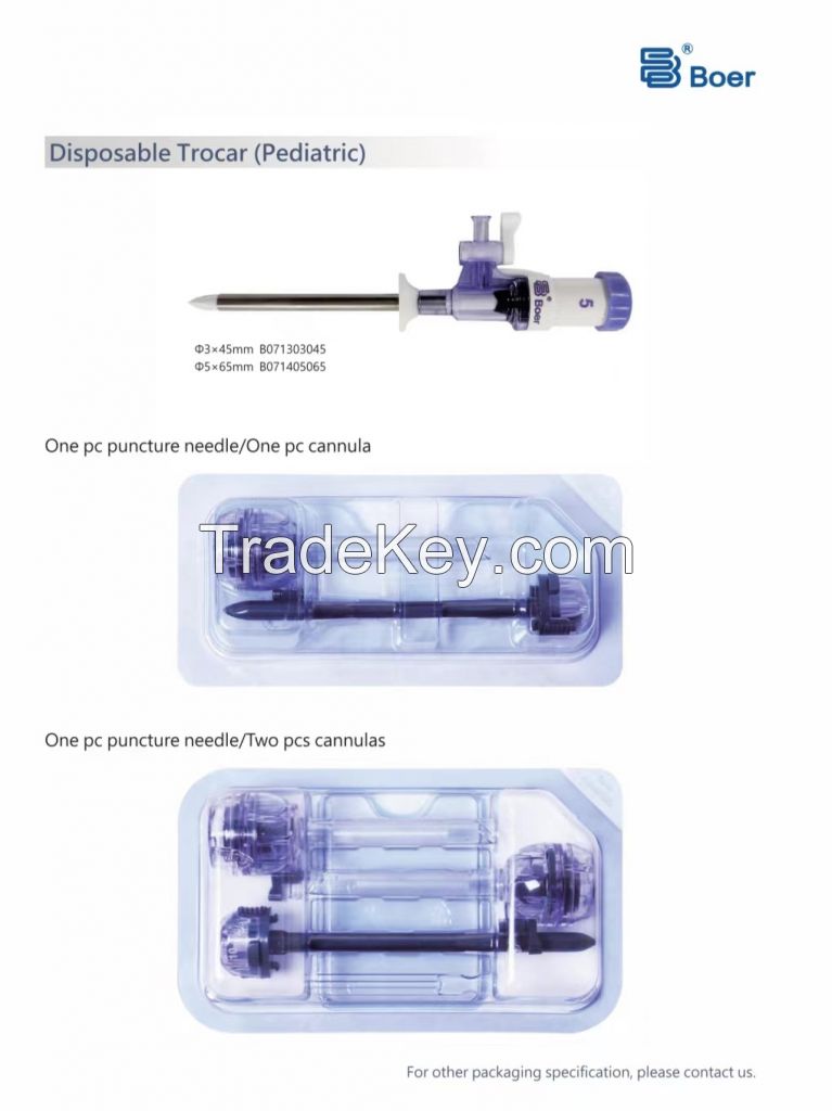 Disposable laparoscopic instruments  auto-shield trocars set sterility