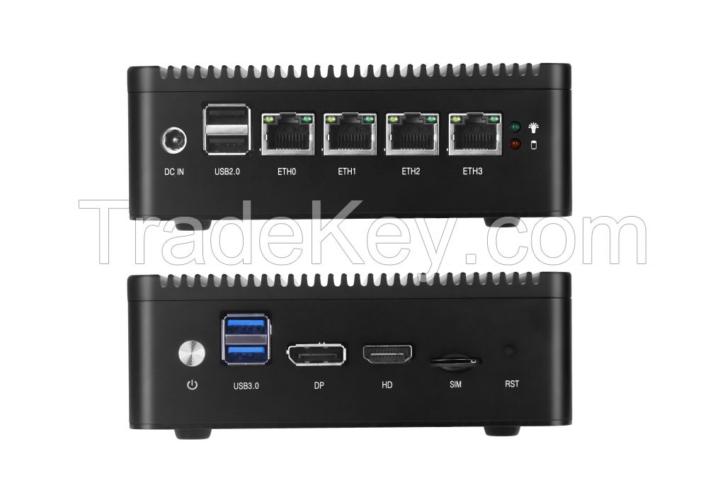 Intel J4125/N4000/N5000 Low-Power Fanless Industrial Computer 4*2.5G LAN HDMI/DP Dual 4K Display Cute Mini PC for Network Firewall(pfSense)