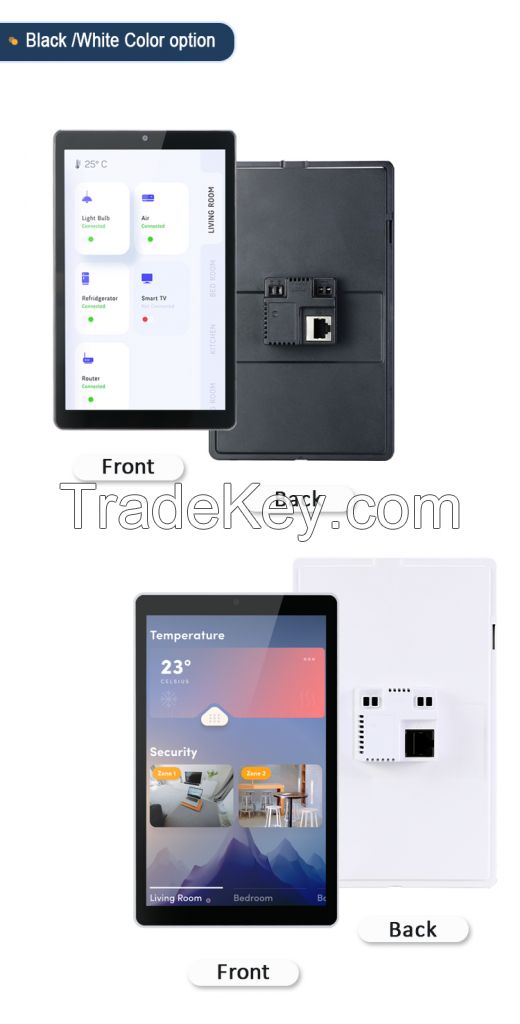 YC-SM08P 8" Android AIO touch screen POE tablet inwall mount