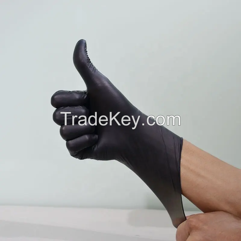 High Quality Nitrile Glovees Disposable Guantes Nitrilo Negro Hot Sale Black Nitrile Glovees OEM Service Black Nitrile Glovees