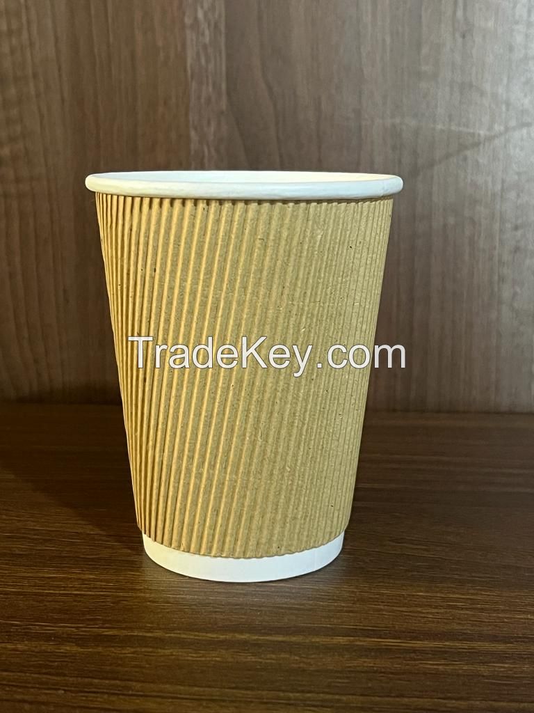 Supply Wholesale Disposable Custom Printed Paper cup 12oz Rippled Wall, PE Coated
