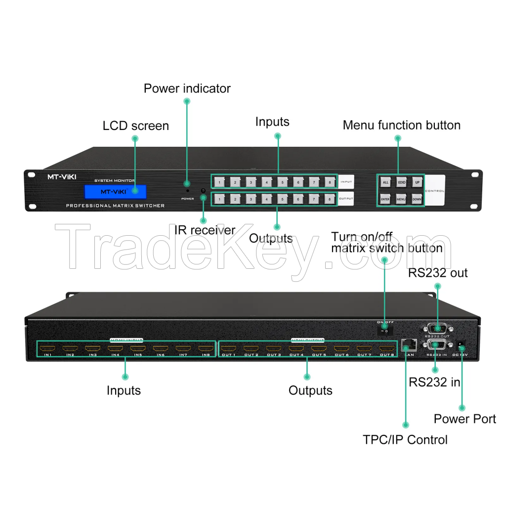 4K 30Hz Video HDMI Matrix Switcher 8 in 8 Out ADI