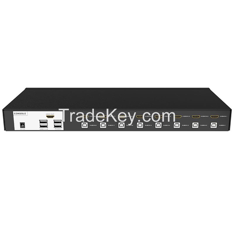 8 Port HDMI KVM Switch, MT-VIKI Rackmount 4K 30Hz KVM Console 8x1 USB HDMI Switcher 8 in 1 Out + 8-Pack Cables